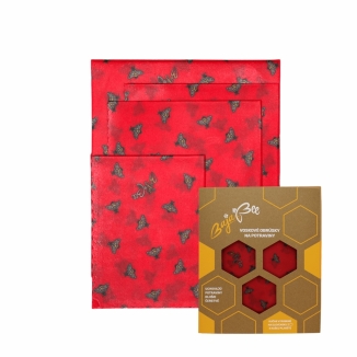 Voskové obrúsky "BajaBee" - Multipack, červené včielky, 4 ks